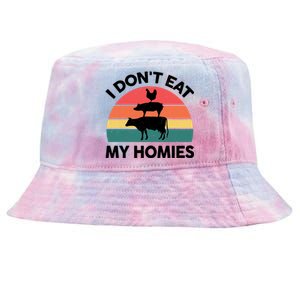 Vegangiftgift I Dont Eat My Homies Vegetarian Funny Cute Gift Tie-Dyed Bucket Hat