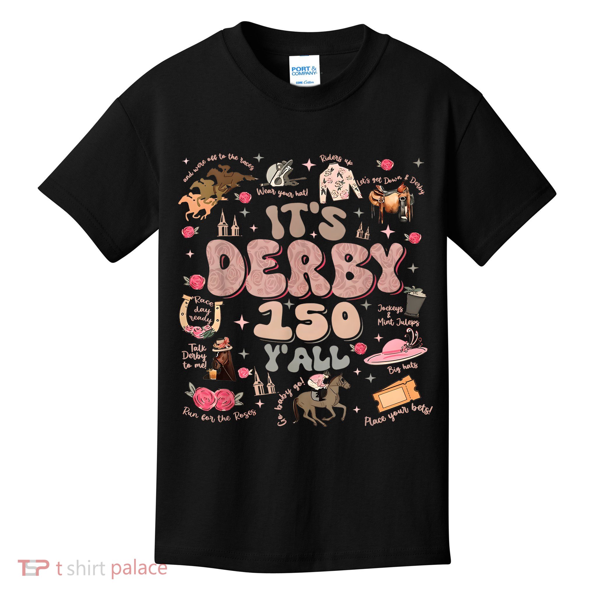 Vintage Its Derby 150 Yall 150th Horse Racing Ky Derby Day Kids T-Shirt