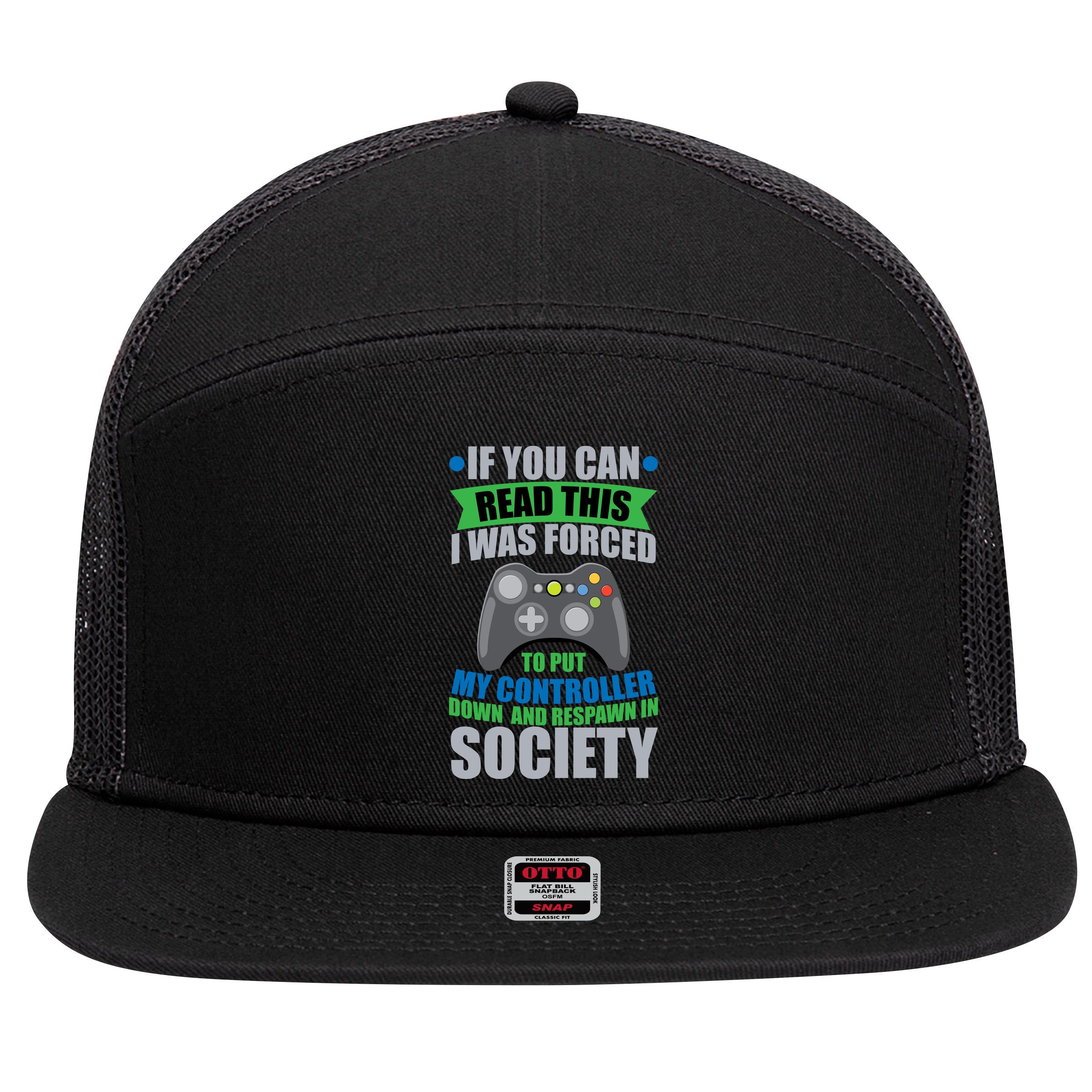 Video Game Respawn In Society 7 Panel Mesh Trucker Snapback Hat
