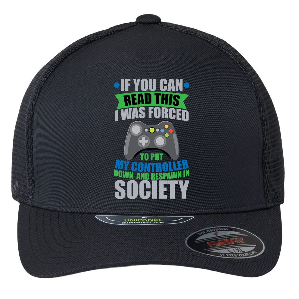 Video Game Respawn In Society Flexfit Unipanel Trucker Cap
