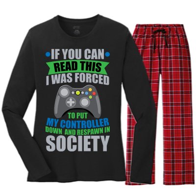 Video Game Respawn In Society Women's Long Sleeve Flannel Pajama Set 