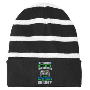 Video Game Respawn In Society Striped Beanie with Solid Band