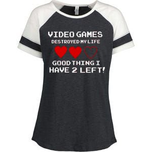 Video Games Destroyed My Life Enza Ladies Jersey Colorblock Tee