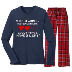 Video Games Destroyed My Life Women's Long Sleeve Flannel Pajama Set 