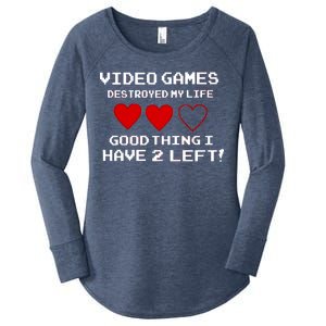 Video Games Destroyed My Life Women's Perfect Tri Tunic Long Sleeve Shirt