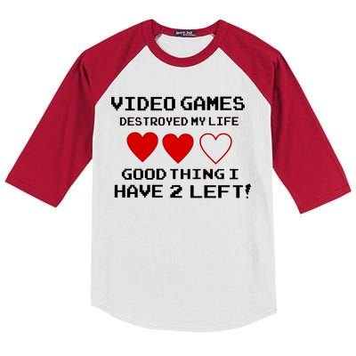 Video Games Destroyed My Life Kids Colorblock Raglan Jersey