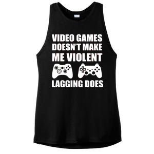 Video Games Doesn't Make Me Violent Lagging Does Ladies PosiCharge Tri-Blend Wicking Tank