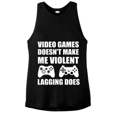 Video Games Doesn't Make Me Violent Lagging Does Ladies PosiCharge Tri-Blend Wicking Tank