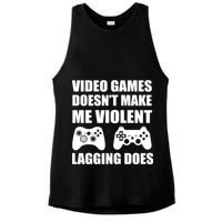 Video Games Doesn't Make Me Violent Lagging Does Ladies PosiCharge Tri-Blend Wicking Tank