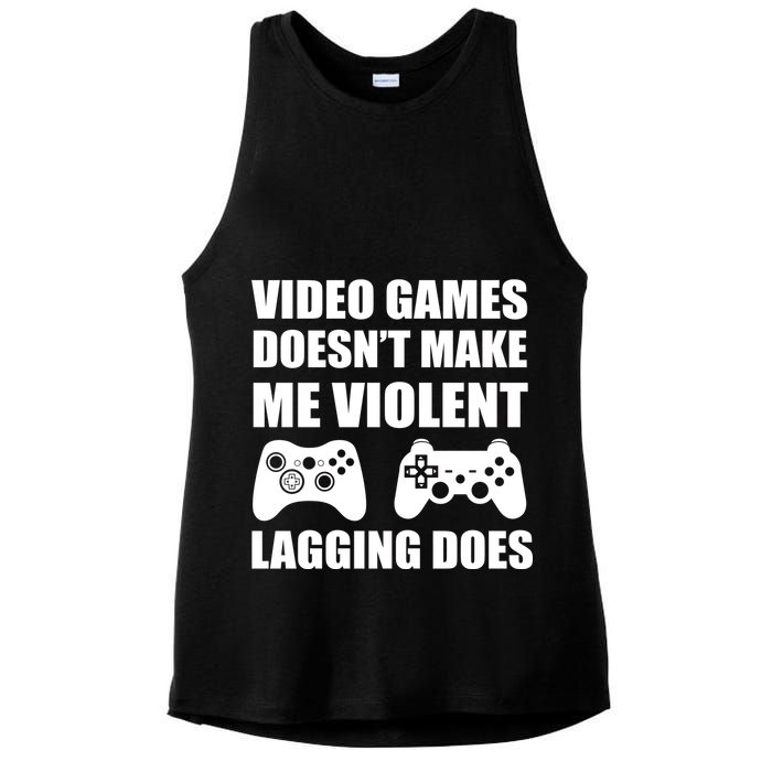 Video Games Doesn't Make Me Violent Lagging Does Ladies PosiCharge Tri-Blend Wicking Tank