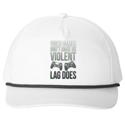 Video Games Doesn't Make Me Violent Lagging Does Gamer Snapback Five-Panel Rope Hat