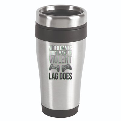 Video Games Doesn't Make Me Violent Lagging Does Gamer 16oz Travel Tumbler