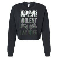 Video Games Doesn't Make Me Violent Lagging Does Gamer Cropped Pullover Crew