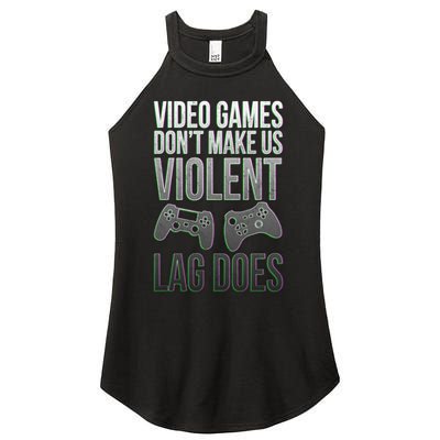 Video Games Doesn't Make Me Violent Lagging Does Gamer Women's Perfect Tri Rocker Tank