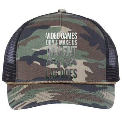 Video Games Doesn't Make Me Violent Lagging Does Gamer Retro Rope Trucker Hat Cap