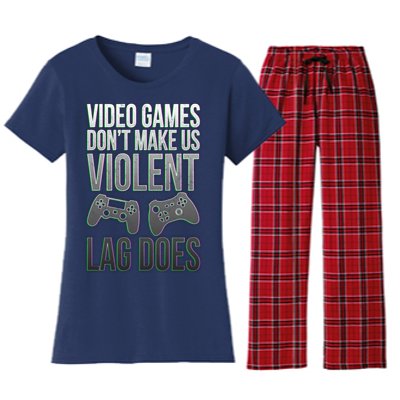 Video Games Doesn't Make Me Violent Lagging Does Gamer Women's Flannel Pajama Set