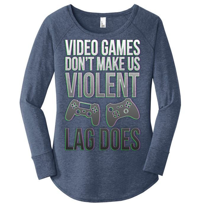 Video Games Doesn't Make Me Violent Lagging Does Gamer Women's Perfect Tri Tunic Long Sleeve Shirt