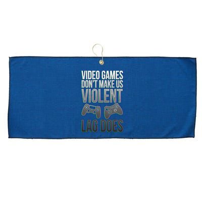 Video Games Doesn't Make Me Violent Lagging Does Gamer Large Microfiber Waffle Golf Towel