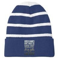 Video Games Doesn't Make Me Violent Lagging Does Gamer Striped Beanie with Solid Band