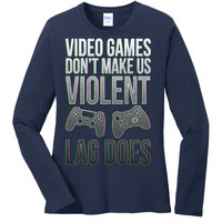 Video Games Doesn't Make Me Violent Lagging Does Gamer Ladies Long Sleeve Shirt