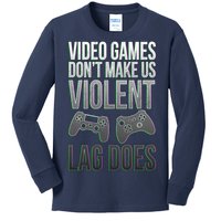 Video Games Doesn't Make Me Violent Lagging Does Gamer Kids Long Sleeve Shirt