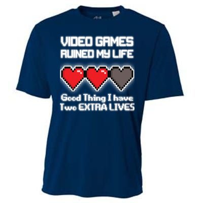 Video Games Ruined My Life Good Thing I Have Two Extra Lives Cooling Performance Crew T-Shirt