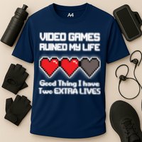 Video Games Ruined My Life Good Thing I Have Two Extra Lives Cooling Performance Crew T-Shirt