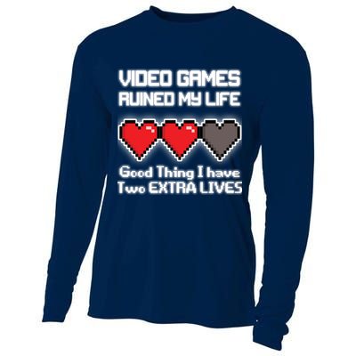 Video Games Ruined My Life Good Thing I Have Two Extra Lives Cooling Performance Long Sleeve Crew