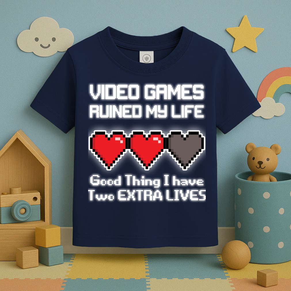 Video Games Ruined My Life Good Thing I Have Two Extra Lives Toddler T-Shirt