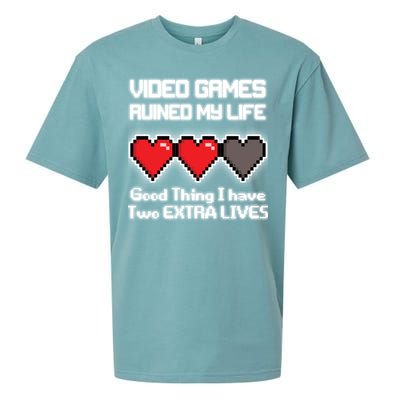 Video Games Ruined My Life Good Thing I Have Two Extra Lives Sueded Cloud Jersey T-Shirt