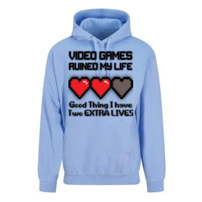 Video Games Ruined My Life Good Thing I Have Two Extra Lives Unisex Surf Hoodie