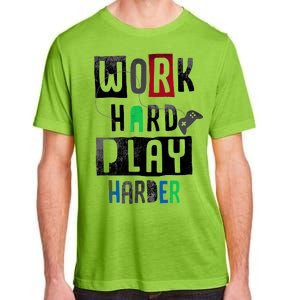 Video Games Work Hard Play Harder Gamer Adult ChromaSoft Performance T-Shirt