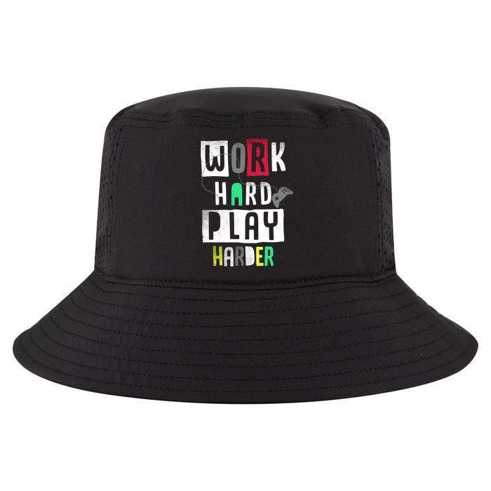 Video Games Work Hard Play Harder Gamer Cool Comfort Performance Bucket Hat