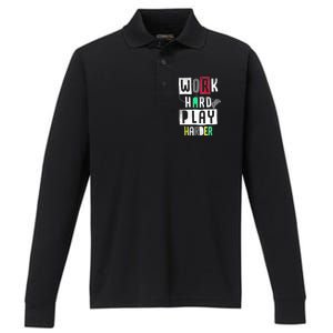 Video Games Work Hard Play Harder Gamer Performance Long Sleeve Polo