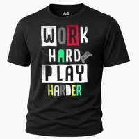 Video Games Work Hard Play Harder Gamer Cooling Performance Crew T-Shirt