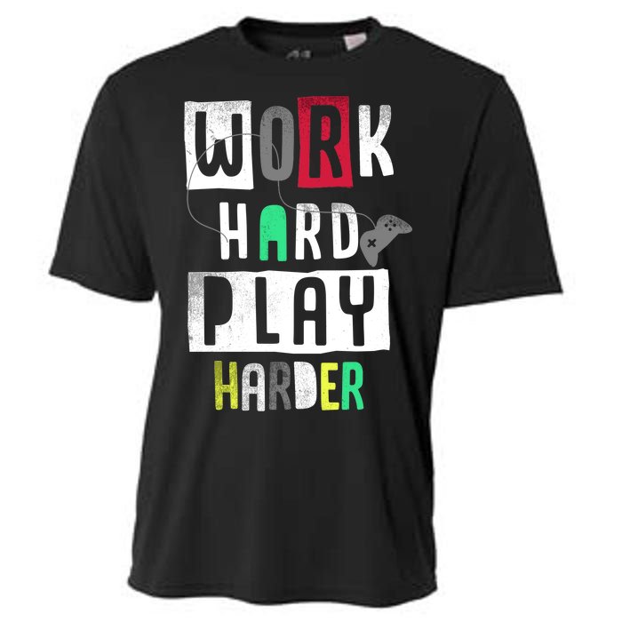 Video Games Work Hard Play Harder Gamer Cooling Performance Crew T-Shirt