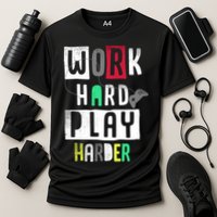 Video Games Work Hard Play Harder Gamer Cooling Performance Crew T-Shirt