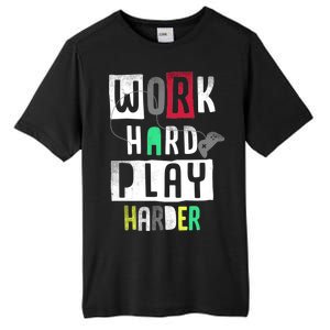 Video Games Work Hard Play Harder Gamer Tall Fusion ChromaSoft Performance T-Shirt