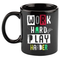 Video Games Work Hard Play Harder Gamer 11oz C Handle Ceramic Mug