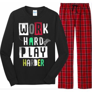 Video Games Work Hard Play Harder Gamer Long Sleeve Pajama Set