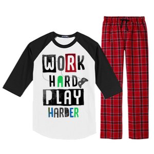 Video Games Work Hard Play Harder Gamer Raglan Sleeve Pajama Set