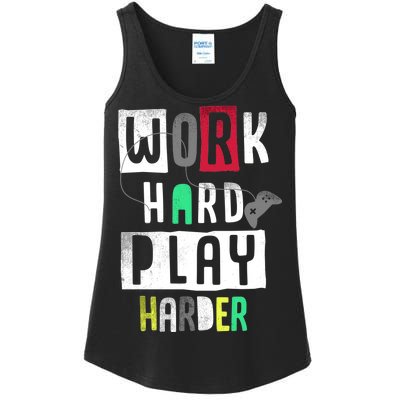 Video Games Work Hard Play Harder Gamer Ladies Essential Tank