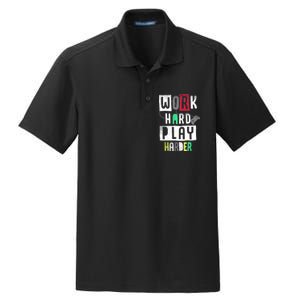 Video Games Work Hard Play Harder Gamer Dry Zone Grid Polo