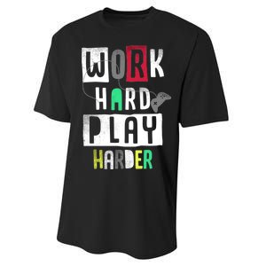 Video Games Work Hard Play Harder Gamer Performance Sprint T-Shirt