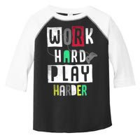 Video Games Work Hard Play Harder Gamer Toddler Fine Jersey T-Shirt