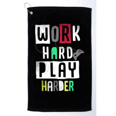Video Games Work Hard Play Harder Gamer Golf Towel