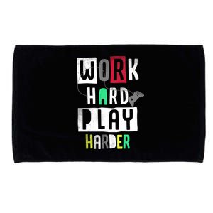 Video Games Work Hard Play Harder Gamer Microfiber Hand Towel