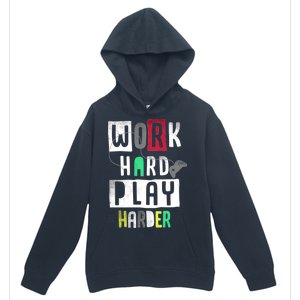 Video Games Work Hard Play Harder Gamer Urban Pullover Hoodie