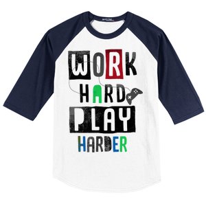 Video Games Work Hard Play Harder Gamer Baseball Sleeve Shirt