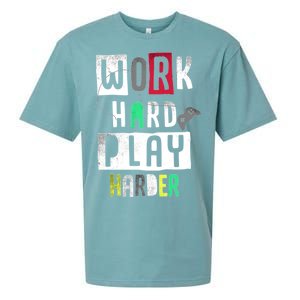 Video Games Work Hard Play Harder Gamer Sueded Cloud Jersey T-Shirt